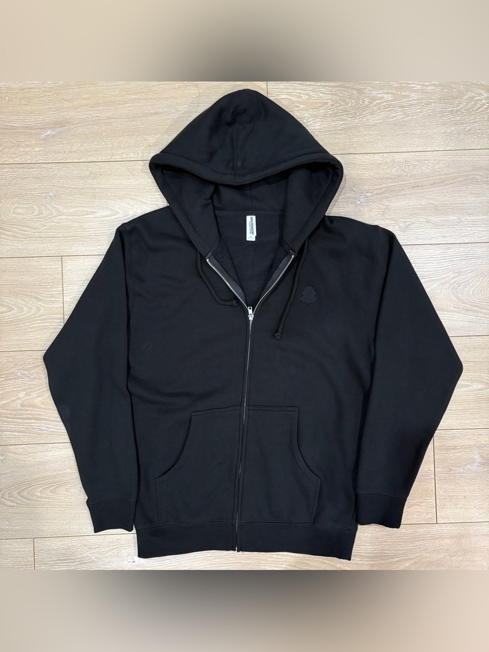 Snapchat Official Employee Ghost Logo Black Full Zip Up Hoodie M